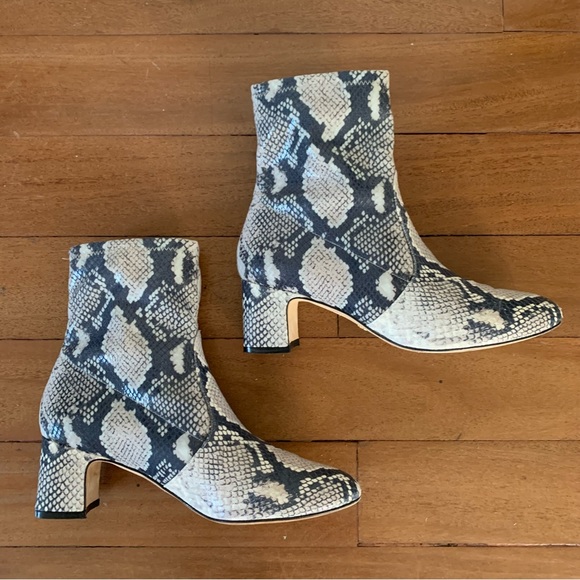 Stuart Weitzman Niki Snake Embossed Sock Booties - Picture 2 of 12